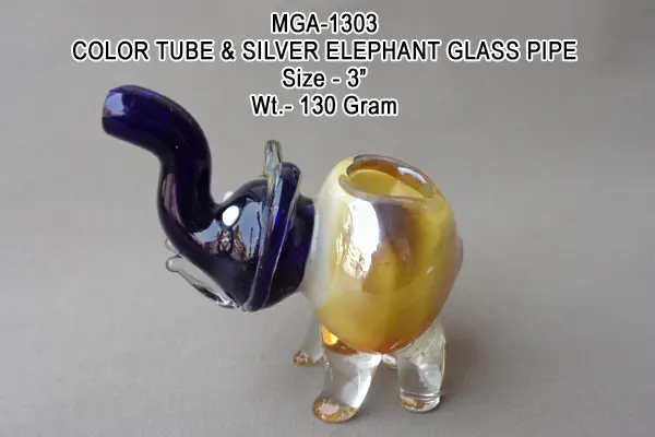 COLOR TUBE & SILVER ELEPHANT GLASS PIPE